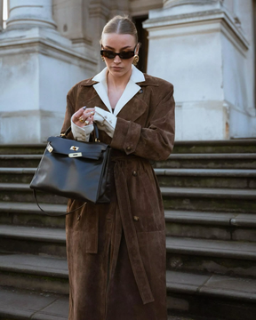 Rich Brown Suede Trench Coat