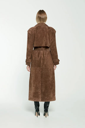 Rich Brown Suede Trench Coat